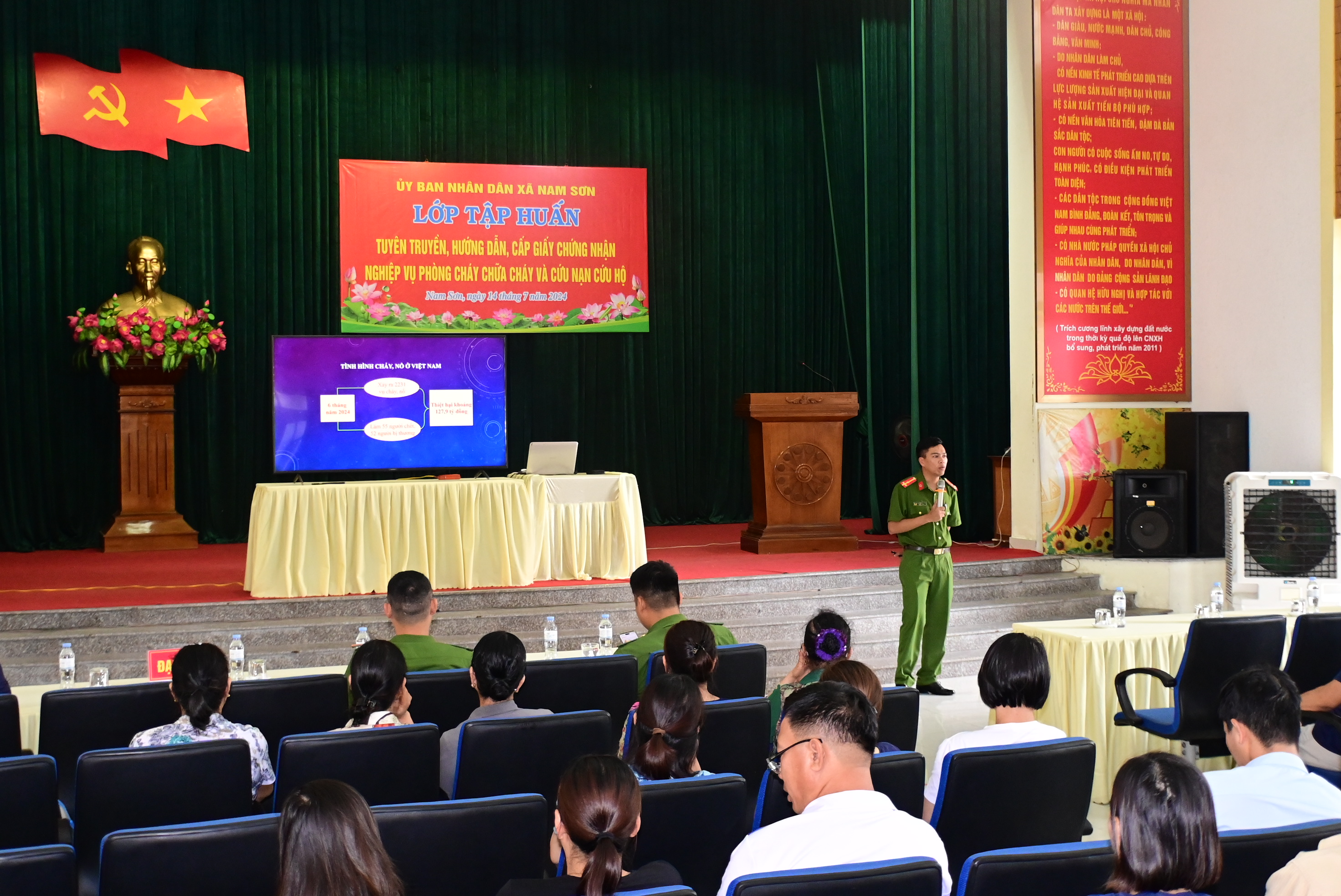 Xã Nam Sơn (An Dương): Tập huấn PCCC và CNCH cho hơn 100 cơ sở dịch vụ kinh doanh